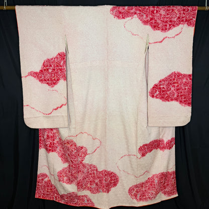 "Shibori Clouds" Vintage Furisode Kimono