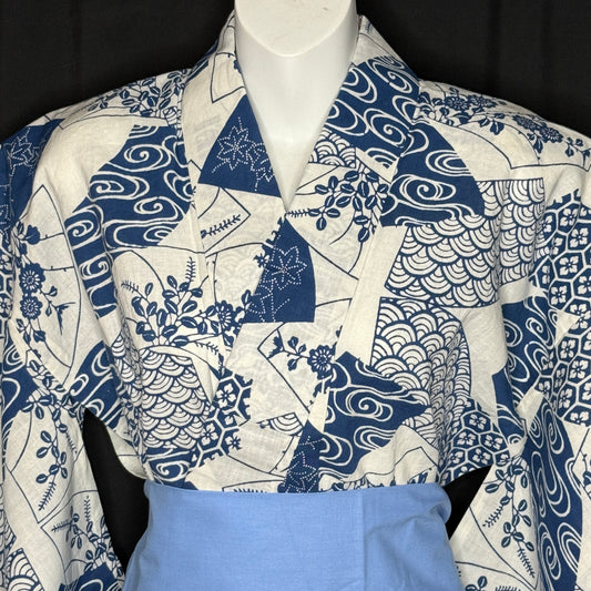 "Fan Meadow" Vintage Japanese Yukata