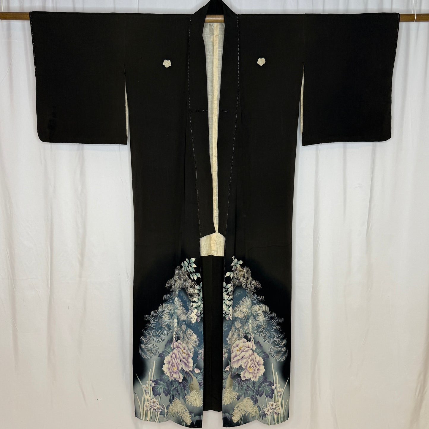 "Peonies and Pine" Antique Tomesode Kimono