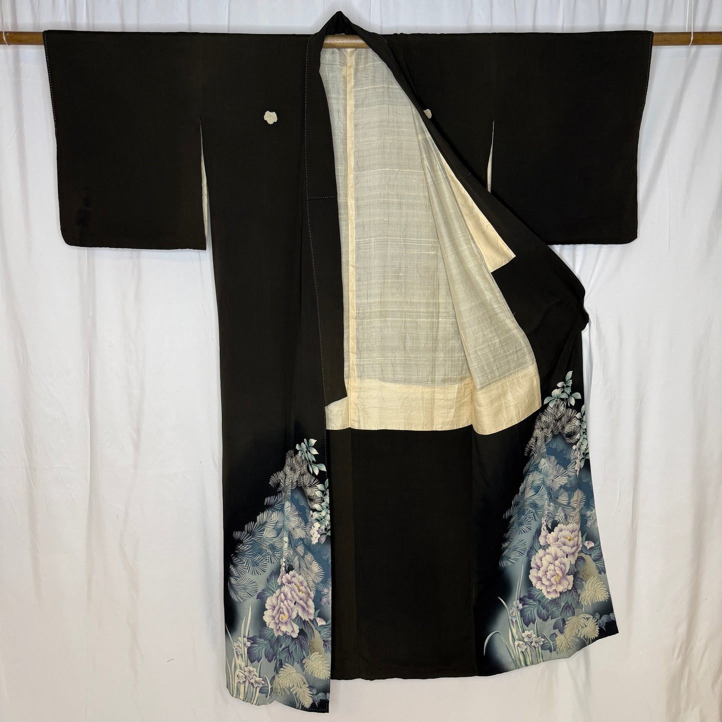 "Peonies and Pine" Antique Tomesode Kimono