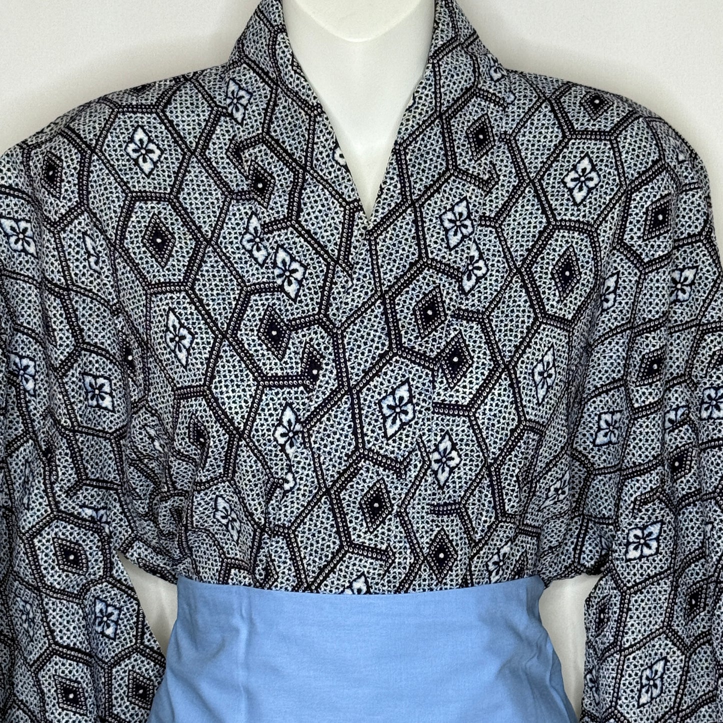 "Honeycomb Grid" Vintage Japanese Yukata