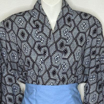 "Honeycomb Grid" Vintage Japanese Yukata