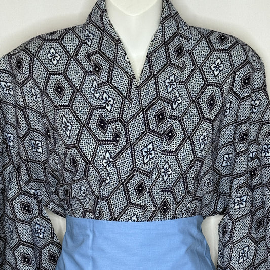 "Honeycomb Grid" Vintage Japanese Yukata
