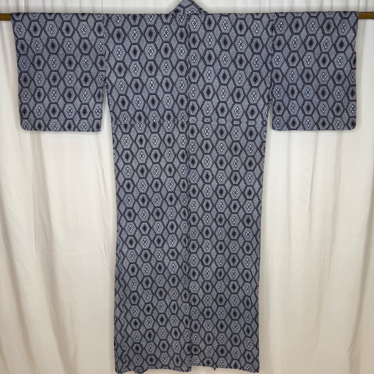 "Honeycomb Grid" Vintage Japanese Yukata