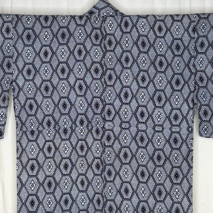 "Honeycomb Grid" Vintage Japanese Yukata