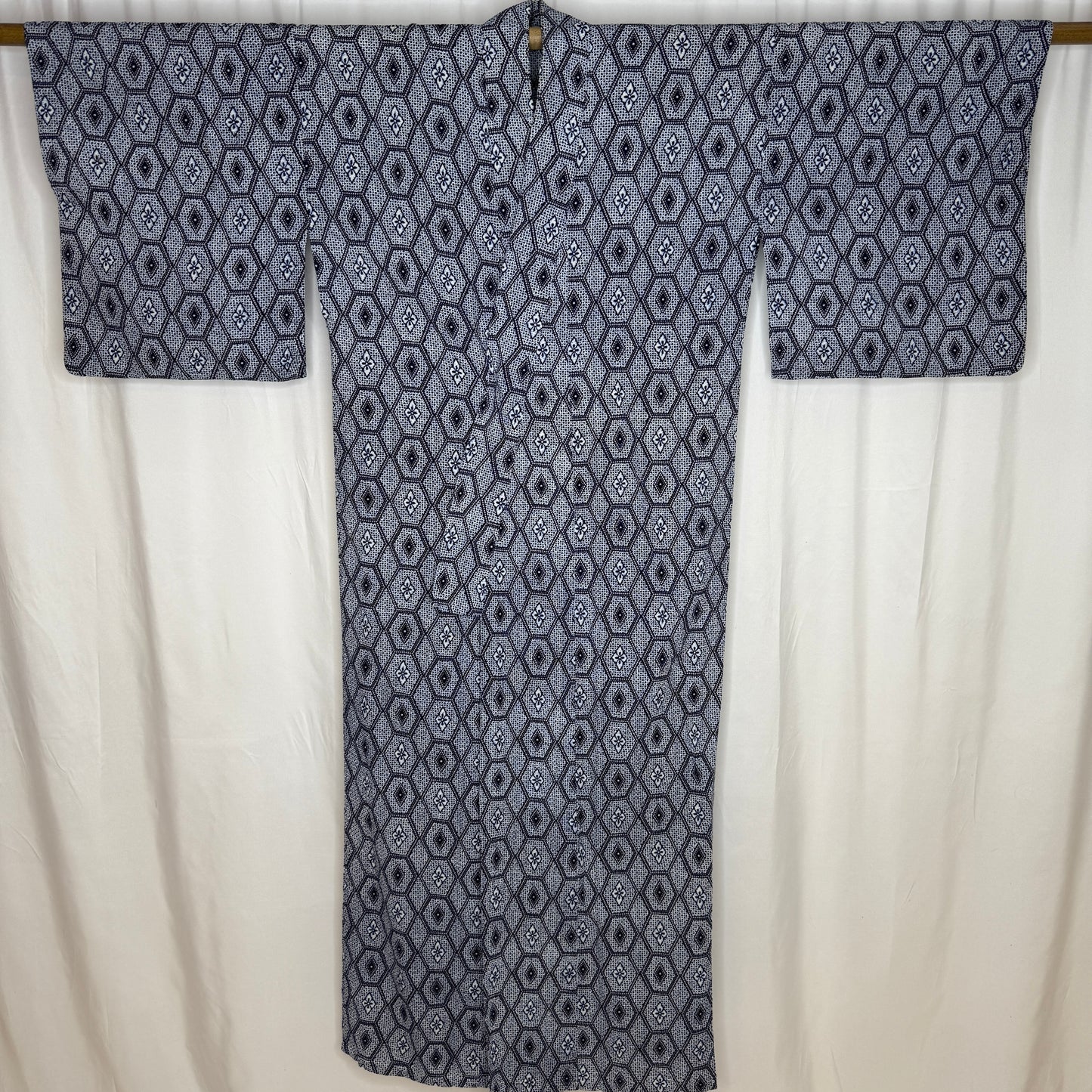 "Honeycomb Grid" Vintage Japanese Yukata