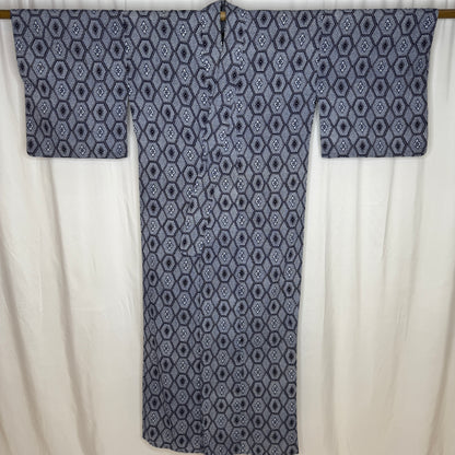 "Honeycomb Grid" Vintage Japanese Yukata