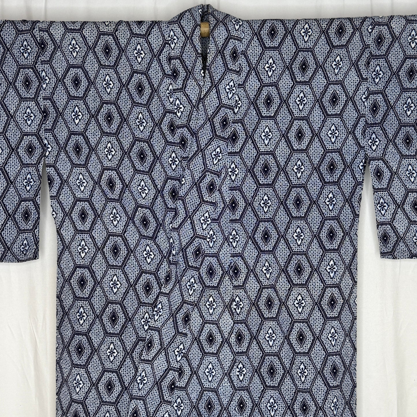 "Honeycomb Grid" Vintage Japanese Yukata