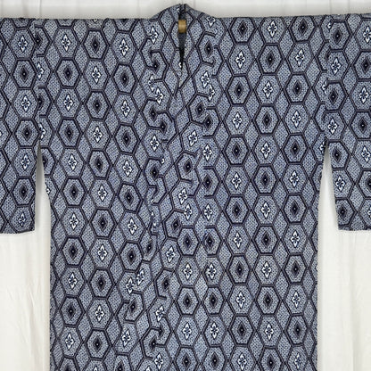 "Honeycomb Grid" Vintage Japanese Yukata