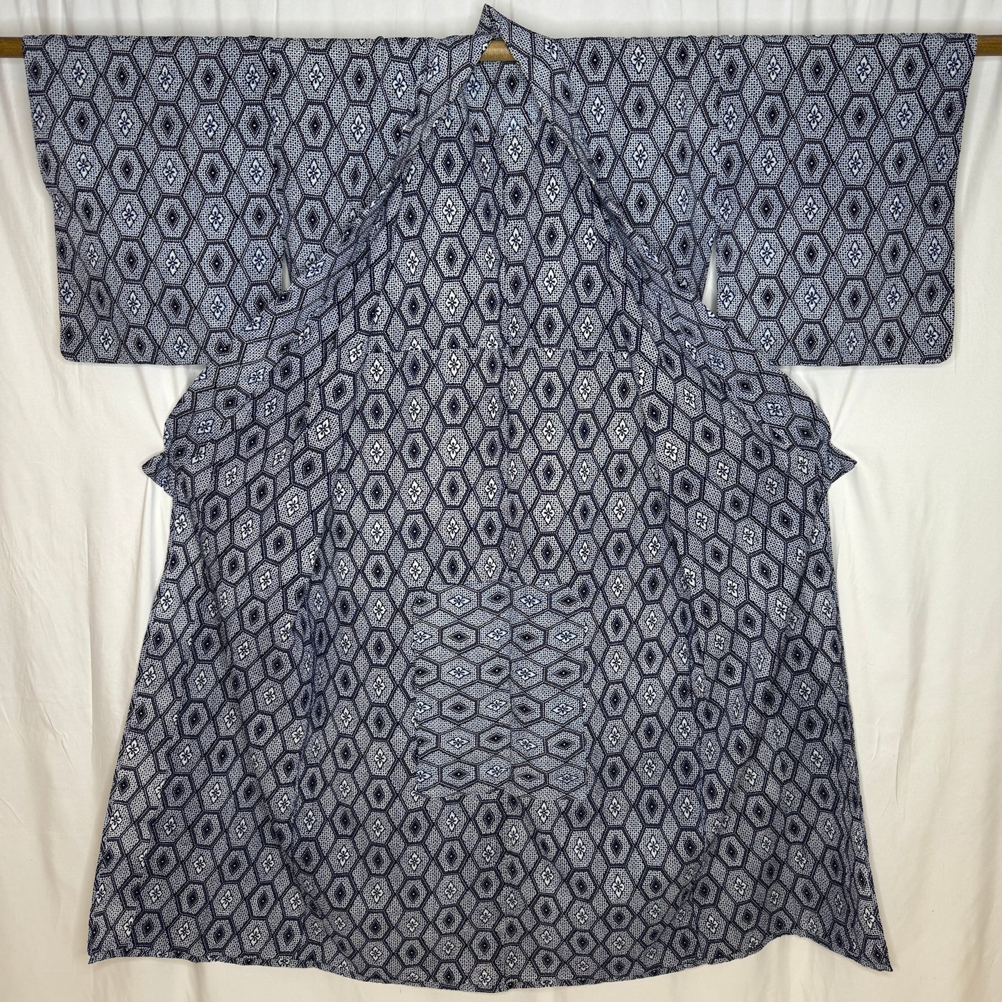 "Honeycomb Grid" Vintage Japanese Yukata