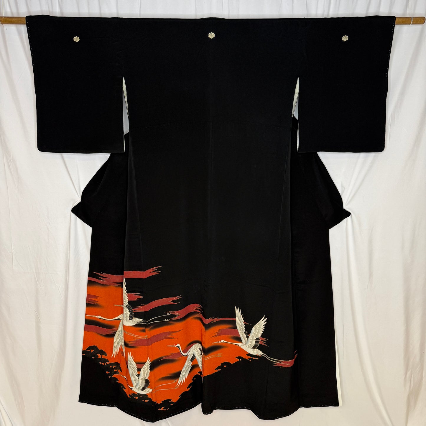 "Sunset Cranes" Vintage Tomesode Kimono