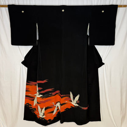 "Sunset Cranes" Vintage Tomesode Kimono