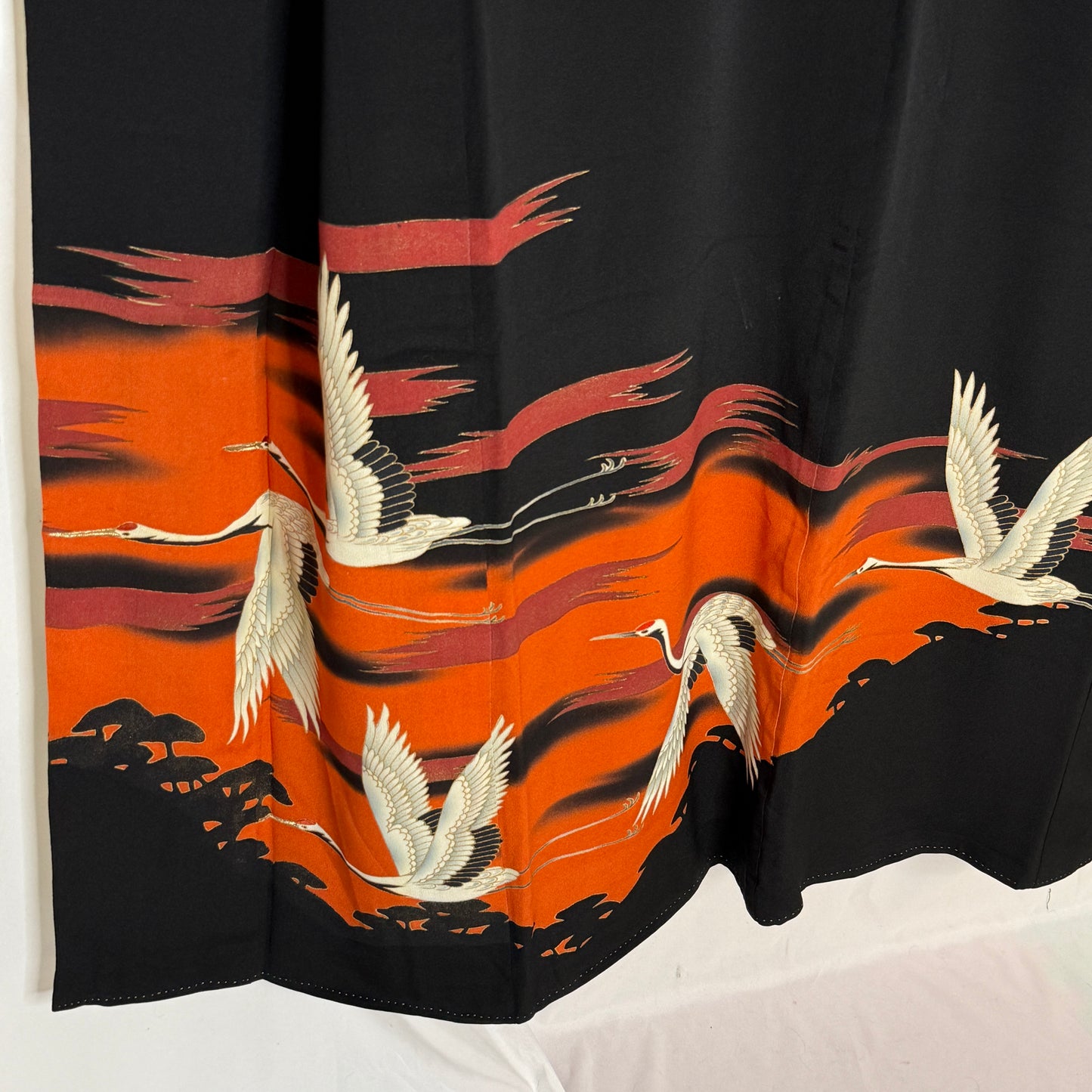 "Sunset Cranes" Vintage Tomesode Kimono