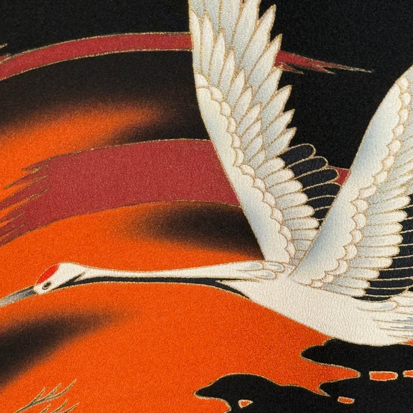"Sunset Cranes" Vintage Tomesode Kimono