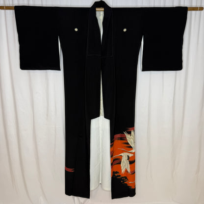 "Sunset Cranes" Vintage Tomesode Kimono