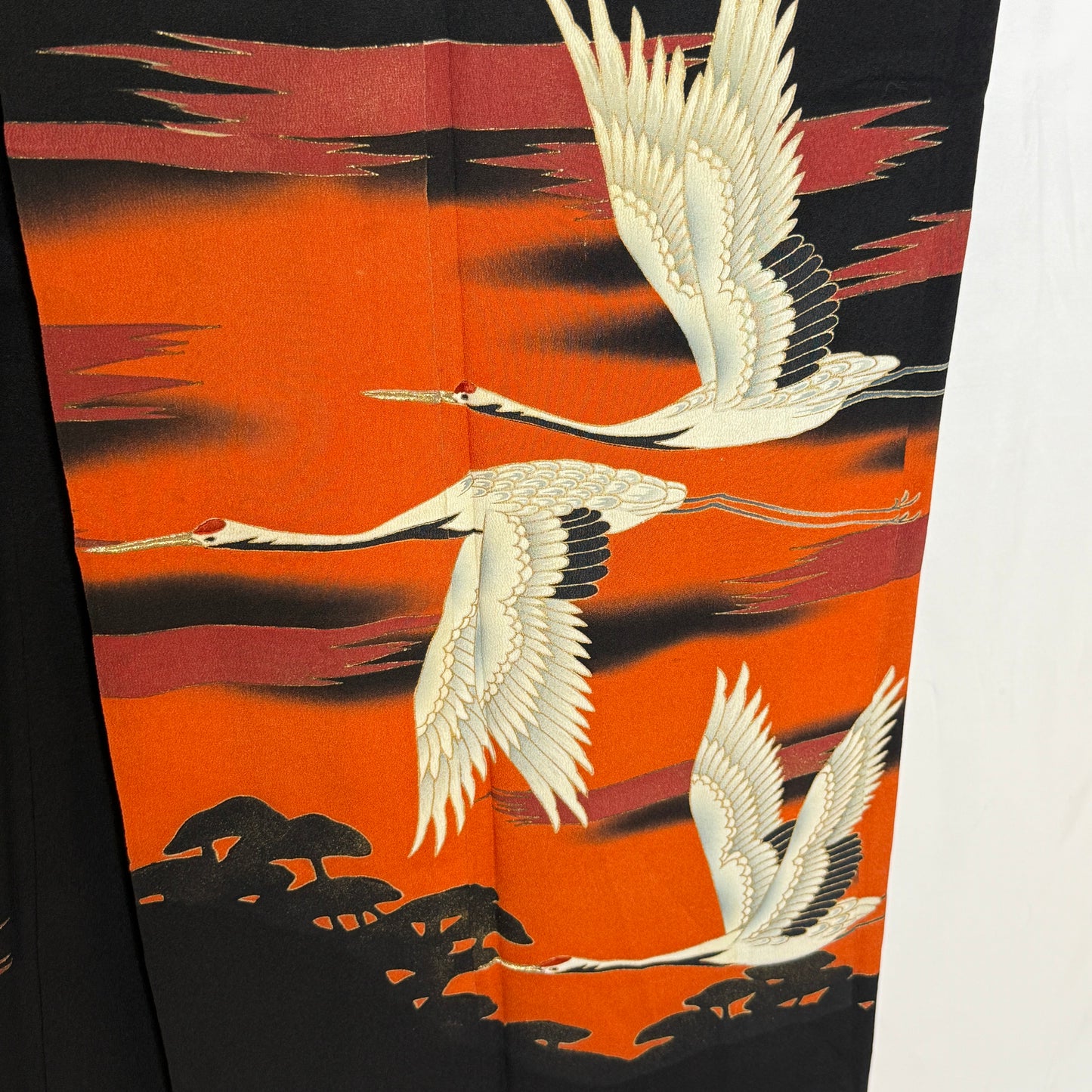 "Sunset Cranes" Vintage Tomesode Kimono