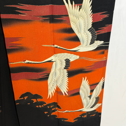 "Sunset Cranes" Vintage Tomesode Kimono