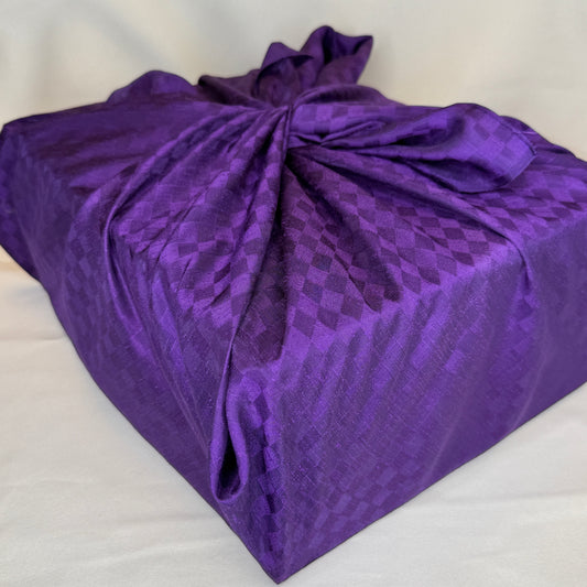 "Plum Checkerboard" Vintage Furoshiki (Large)