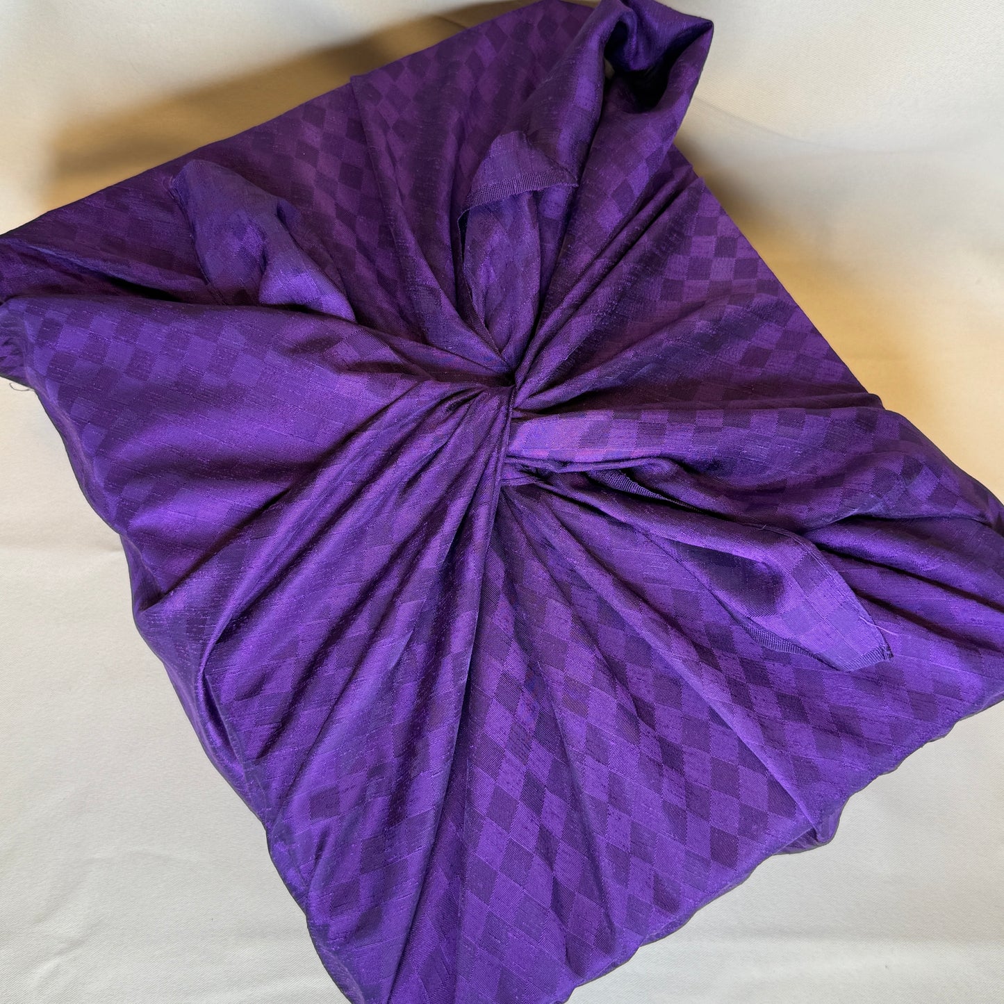 "Plum Checkerboard" Vintage Furoshiki (Large)