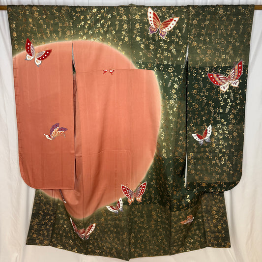"Golden Flutter" Vintage Furisode Kimono
