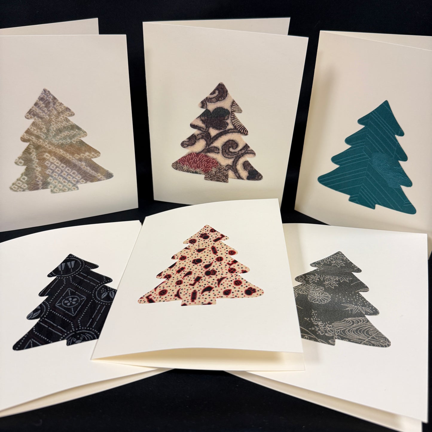 "Christmas Trees" Kimono Fabric Cards
