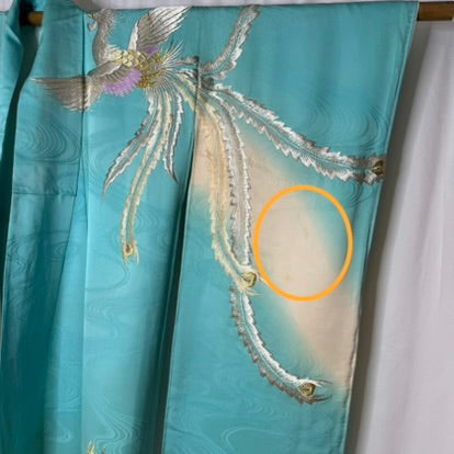 "Phoenix Lagoon" Vintage Furisode Kimono
