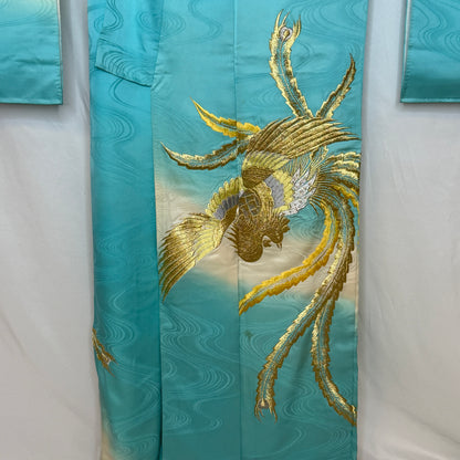 "Phoenix Lagoon" Vintage Furisode Kimono