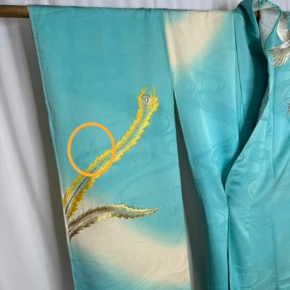 "Phoenix Lagoon" Vintage Furisode Kimono