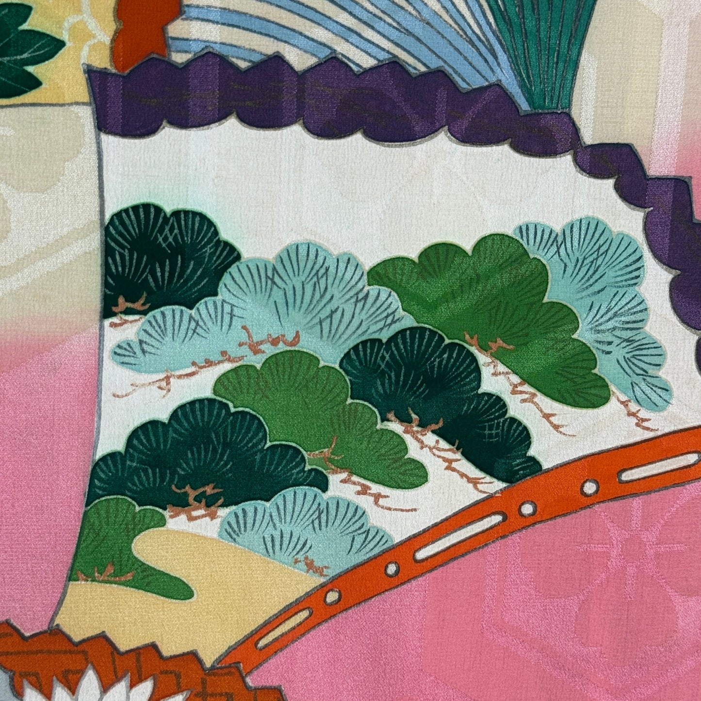 "Garden Fans" Vintage Furisode Kimono