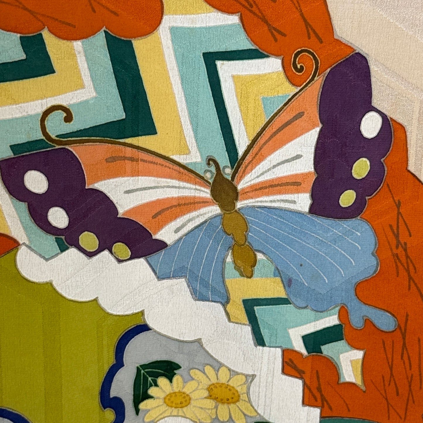 "Garden Fans" Vintage Furisode Kimono