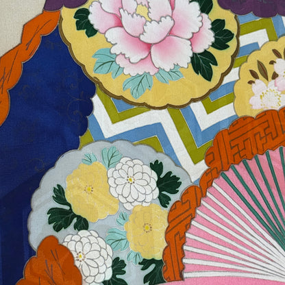 "Garden Fans" Vintage Furisode Kimono