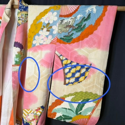 "Garden Fans" Vintage Furisode Kimono