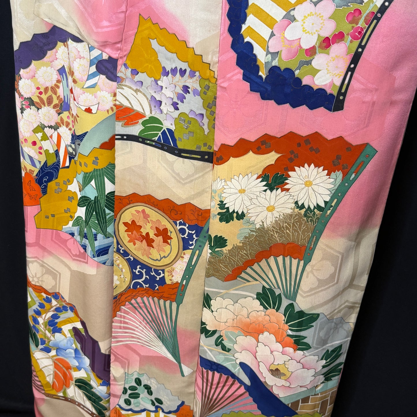 "Garden Fans" Vintage Furisode Kimono