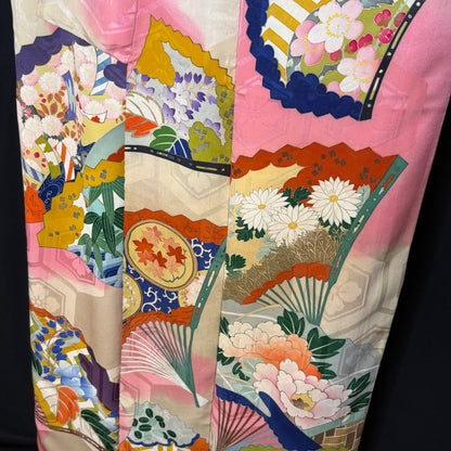 "Garden Fans" Vintage Furisode Kimono