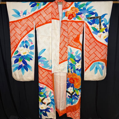 "Peony Pop" Vintage Furisode Kimono
