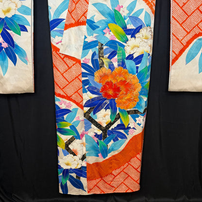 "Peony Pop" Vintage Furisode Kimono