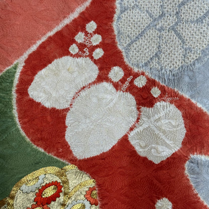 "Mums, Plum, Paulownia" Vintage Furisode Kimono