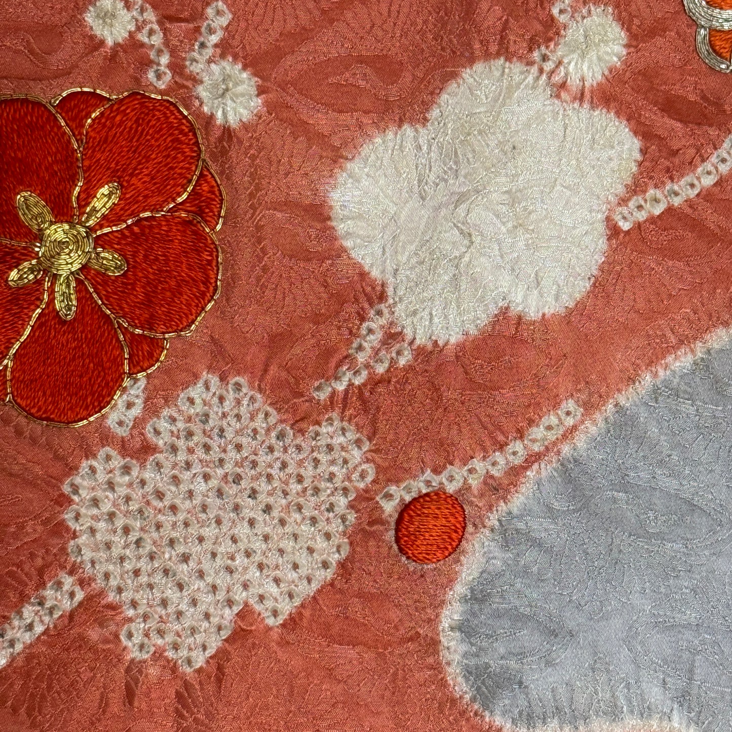 "Mums, Plum, Paulownia" Vintage Furisode Kimono
