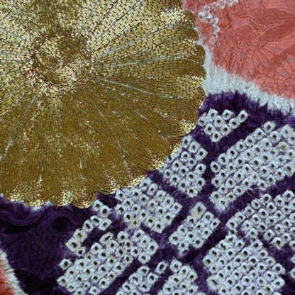 "Mums, Plum, Paulownia" Vintage Furisode Kimono