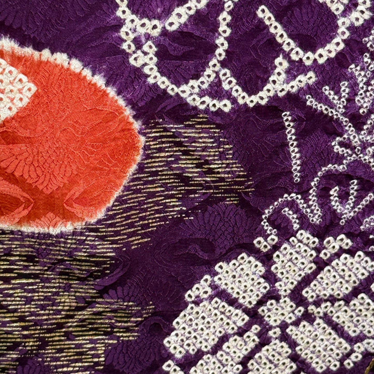 "Mums, Plum, Paulownia" Vintage Furisode Kimono