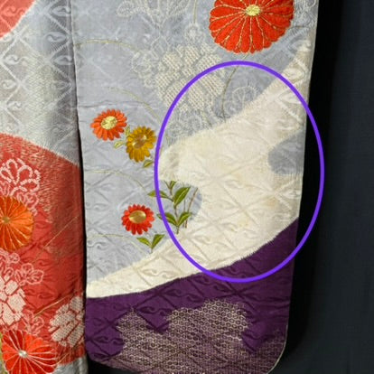 "Mums, Plum, Paulownia" Vintage Furisode Kimono