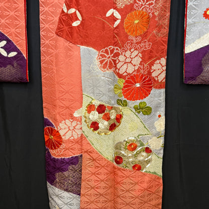 "Mums, Plum, Paulownia" Vintage Furisode Kimono