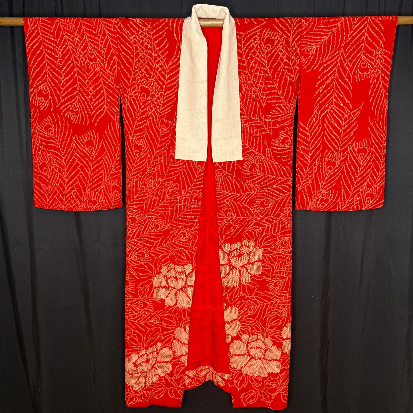 "Shibori Peacock" Vintage Juban Underkimono