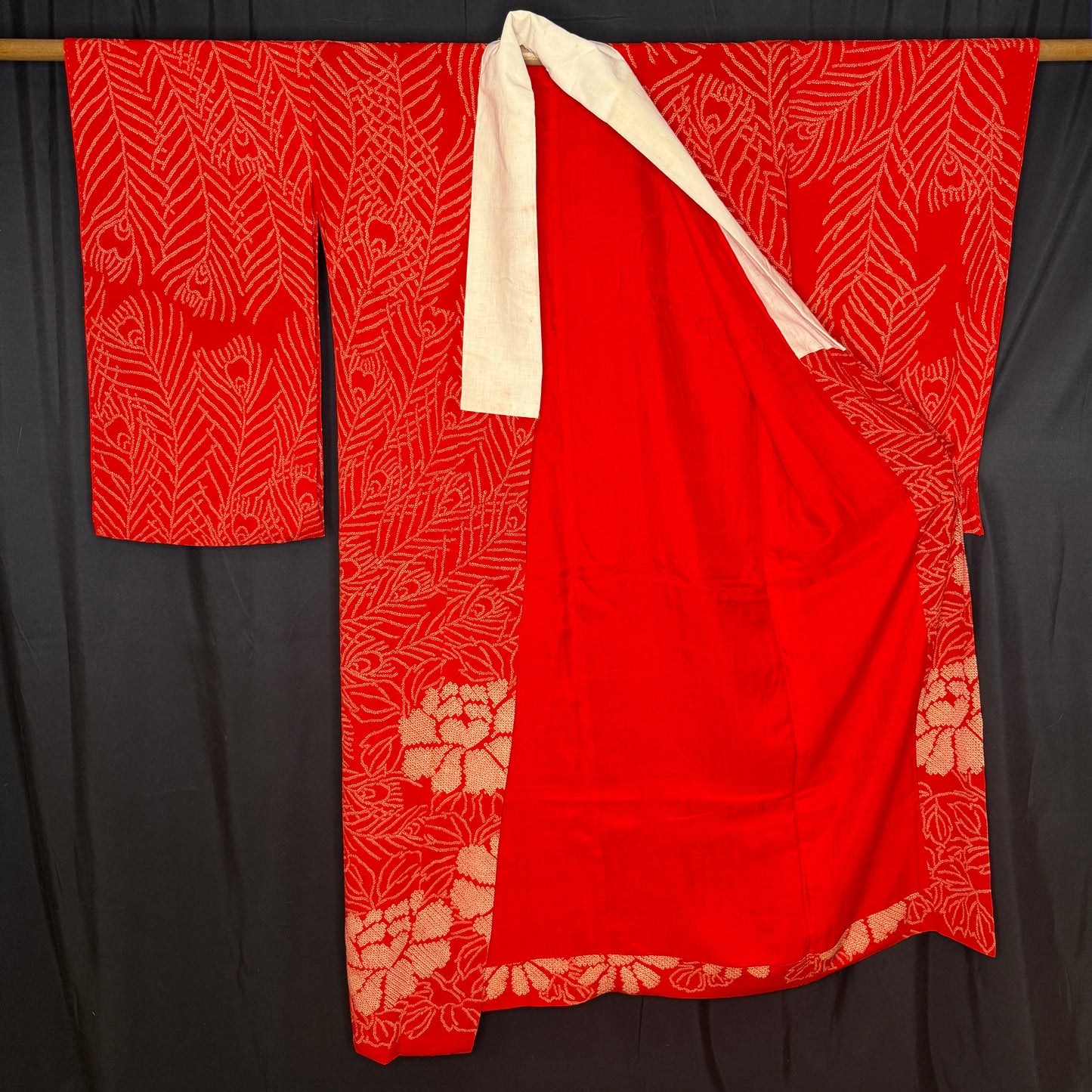 "Shibori Peacock" Vintage Juban Underkimono