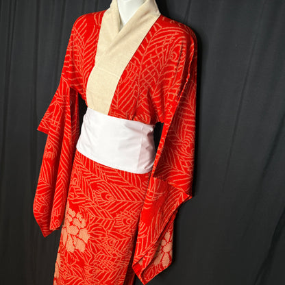 "Shibori Peacock" Vintage Juban Underkimono