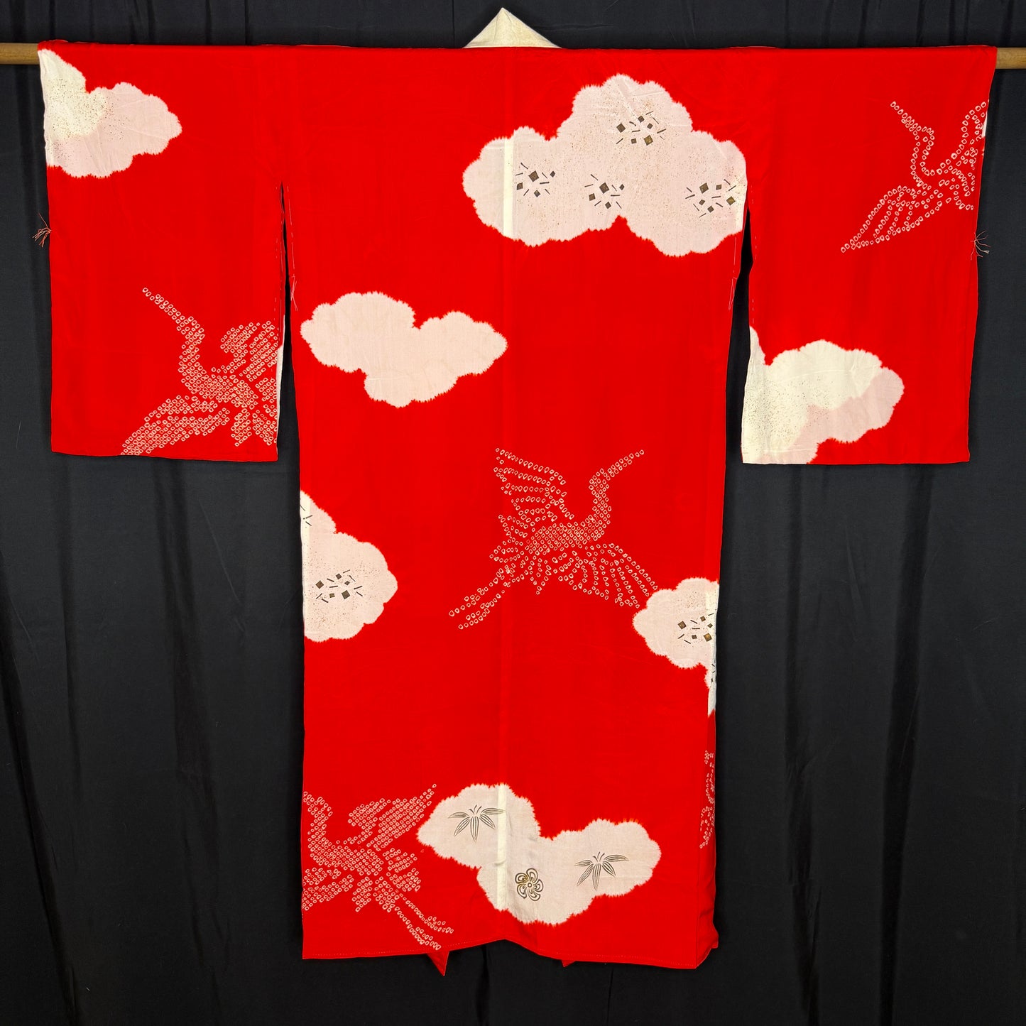 "Cranes in the Clouds" Vintage Juban Underkimono