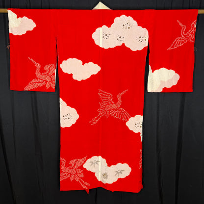"Cranes in the Clouds" Vintage Juban Underkimono
