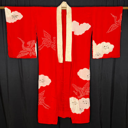 "Cranes in the Clouds" Vintage Juban Underkimono