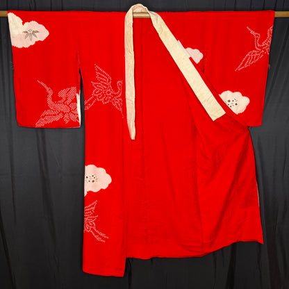 "Cranes in the Clouds" Vintage Juban Underkimono