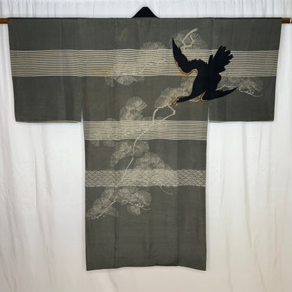 "Black Cormorant" Man's Juban Underkimono